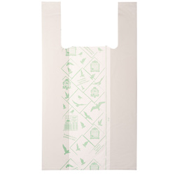 Scatola 500 Shoppers bianchi MIDI 16Âµ 28x50CM 7+7cm Mater-Bi