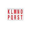 Foglio con 10 lettere autoadesive da K a T rosso/bianco 70x124mm