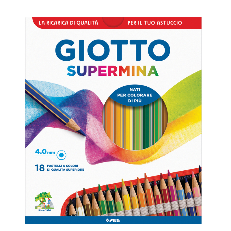Astuccio 18 pastelli Supermina Giotto + 2 matite grafite HB e 2B