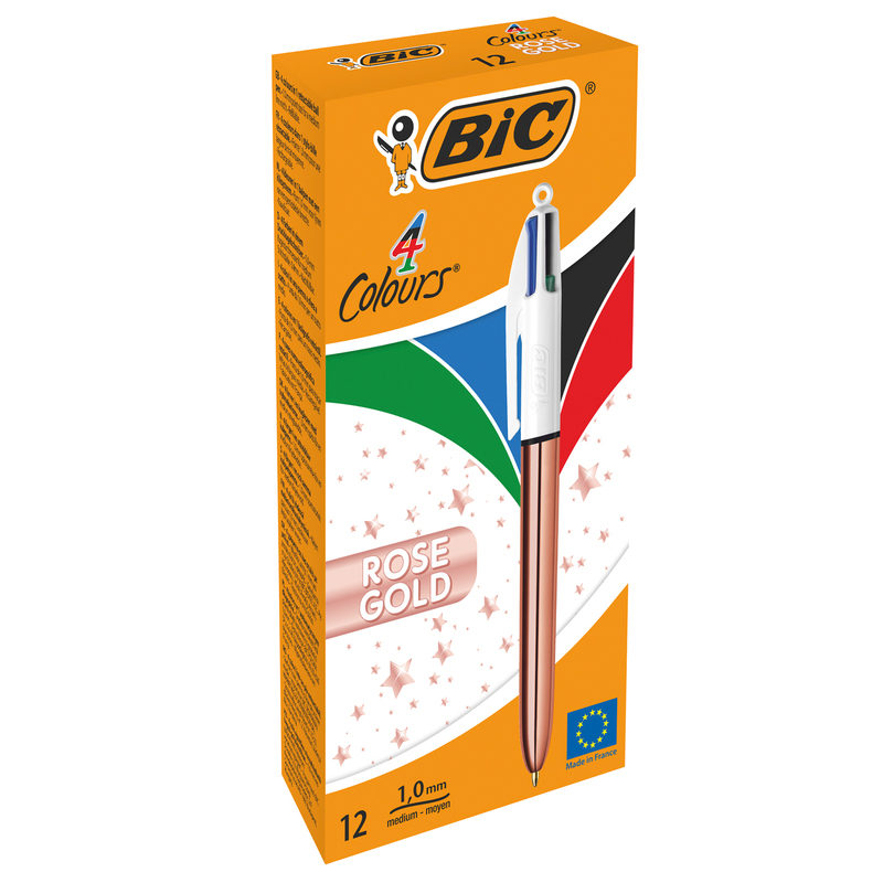 Scatola 12 penna sfera a scatto 4 Colori Rose Gold 1.0mm BICÂ®