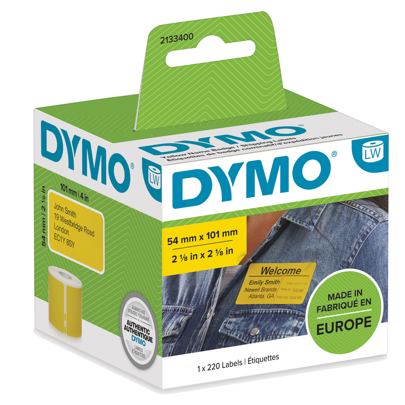 Rotolo 220 Etichette Spedizione/Badge 54x101mm gialle per Dymo LabelWriter
