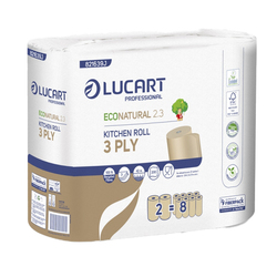 Pacco 2 rotoli Asciugatutto 200 strappi EcoNatural 2.3 Lucart Plastic Free