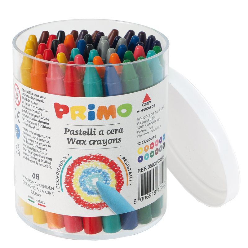Barattolo 48 pastelli a cera Ã9mm x 85mm PRIMO