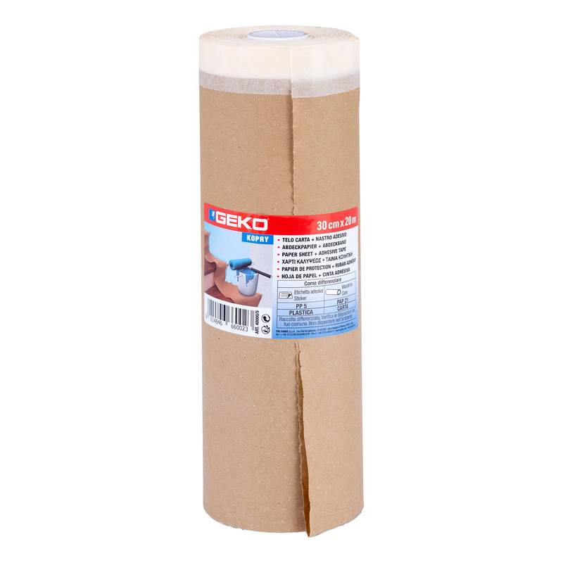 Bobinetta nastro adesivo e telo in carta 30cmx20mt Geko