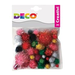 Busta 40 pompons Lame' colori assortiti DECO