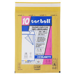 10 Buste imbottite Sacboll in carta avana FG 25X39cm BLASETTI