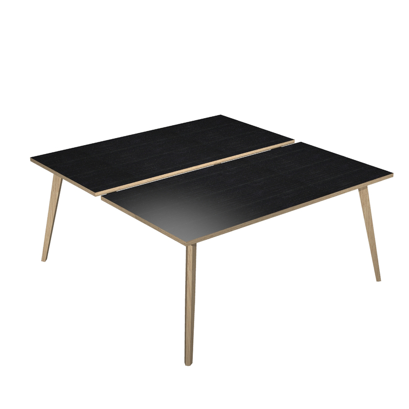 Scrivania a 2 postazioni contrap. 140x166cm Rovere/Nero venato Woody