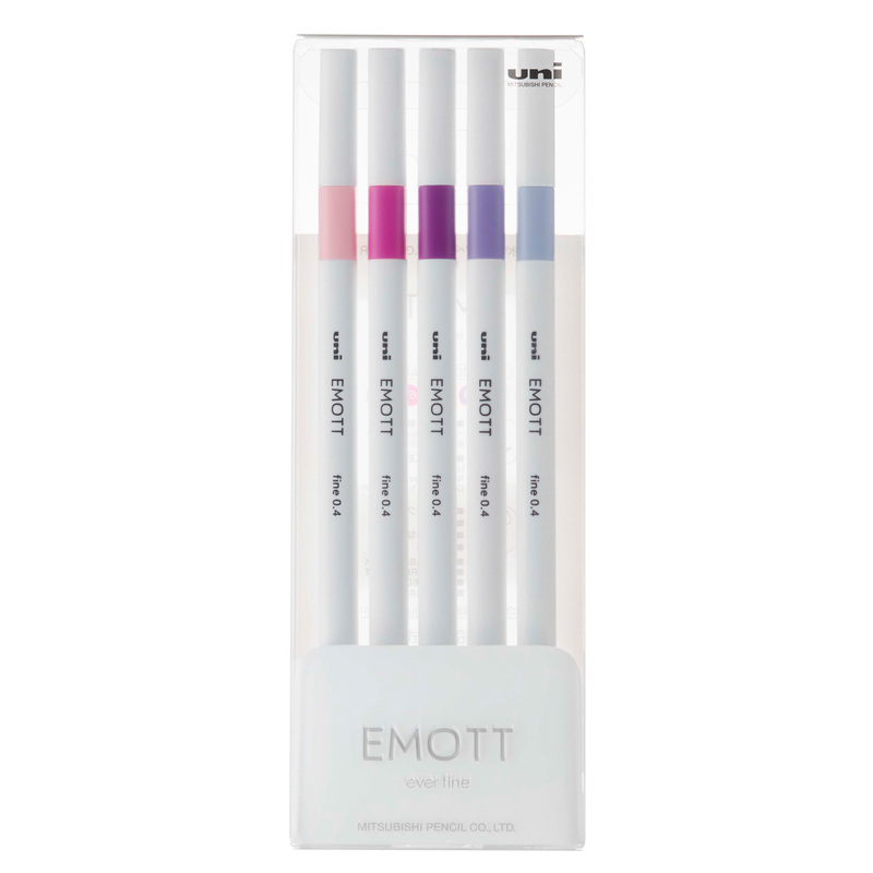 Astuccio 5 fineliner EMOTT tratto 0.4mm colori ass. Floral Uni Mitsubishi
