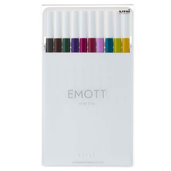 Ast. 10 fineliner EMOTT tratto 0.4mm col. ass. Calmtone Dark Uni Mitsubishi