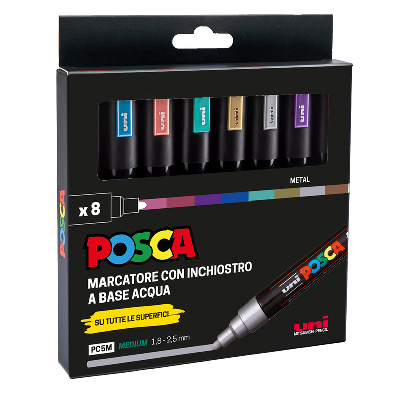 Astuccio 8 marcatore Uni Posca PC5M p.media 1