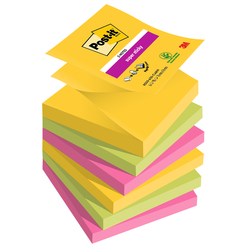 Cf. 6 Blocco 90foglietti Post-itÂ® Super Sticky Z-Notes 76x76mm R330-6SS-CARN