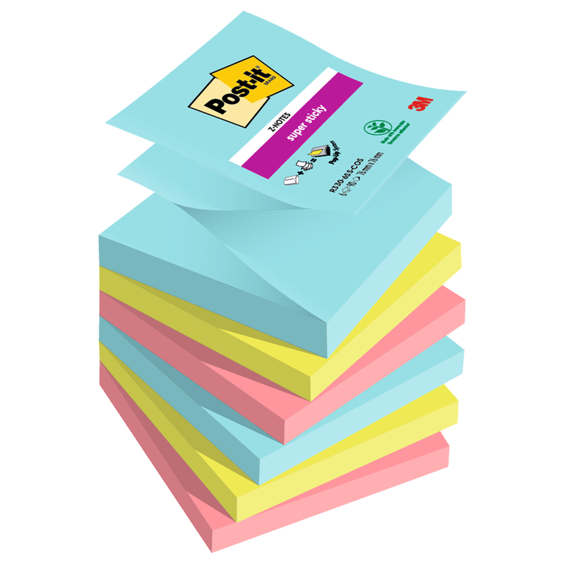 Cf. 6pz blocco 90foglietti Post-itÂ® Super Sticky Z-Notes 76x76mm R330-6SS-COS