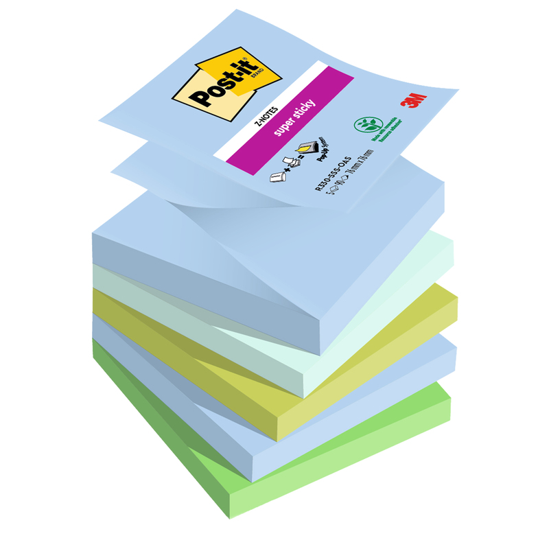 Cf. 5pz blocco 90foglietti Post-itÂ® Super Sticky Z-Notes 76x76mm R330-5SS-OAS