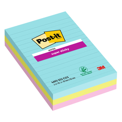 Cf. 3pz blocco 90fg. Post-itÂ® Super Sticky RIGHE 101x152mm 4690-SS3COS Cosmic