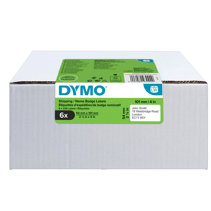 Value pack 6 rotoli etichette Spediz/Badge 54x101mm bianco (220etic/rt) Dymo LW