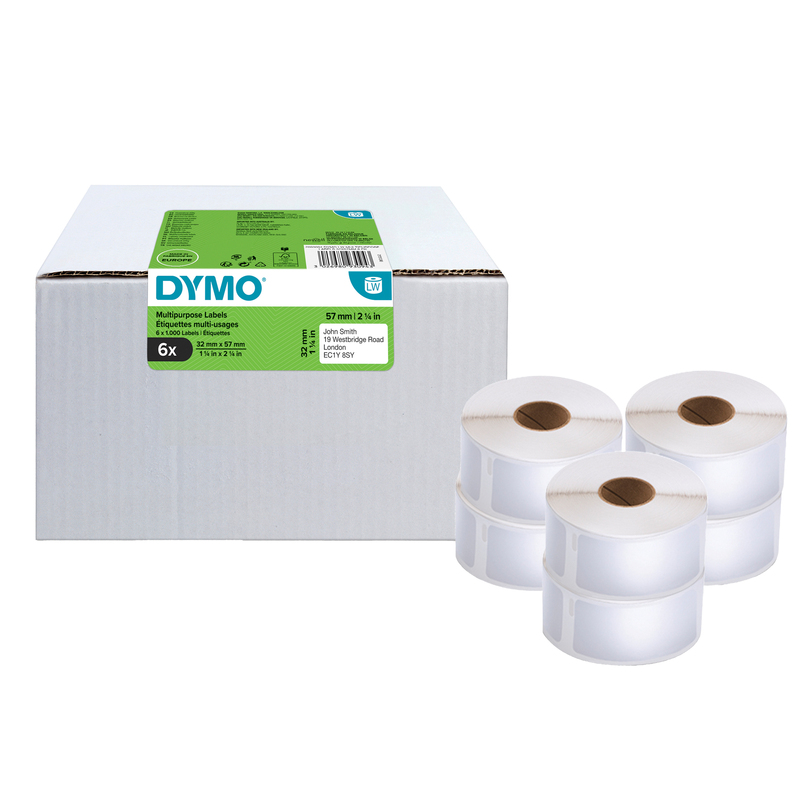Value pack 6 rotoli etichette multi-uso 57x32mm bianco (1000 etic/rt) Dymo LW