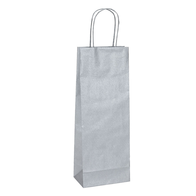20 shoppers carta biokraft 14X9X38cm portabottiglie argento