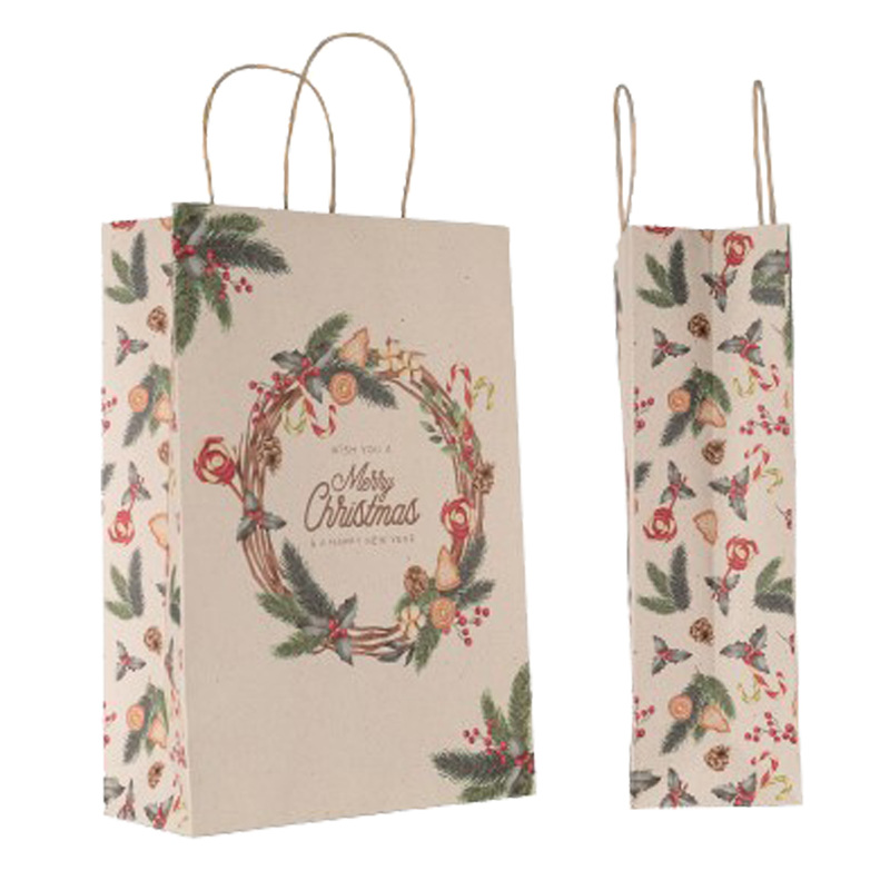 Blister 25 shopper in carta 18x8x24cm natale ghirlanda verde Mainetti Bags