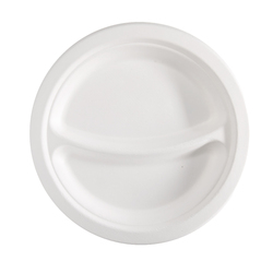 50 Piatti a 2 scomparti monouso in canna da zucchero Ã23cm bianco Signor Bio