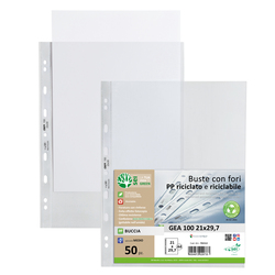 Conf 50 Buste forate in PP riciclato buccia medium 21x29
