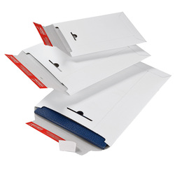 Busta a sacco in cartone bianco 210x265x30mm con chiusura autoadesiva