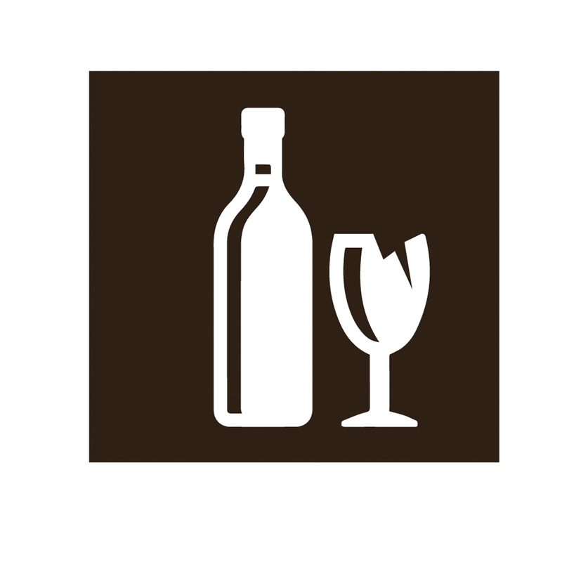 Etichetta in vinile con icona "VETRO" per raccolta differenziata