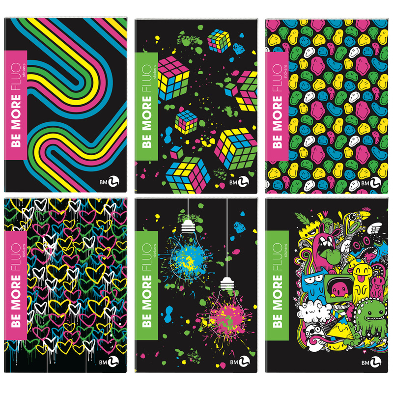 Maxiquaderno A4 36fg+2 100gr 5mm c/magine Be More FLUO BM