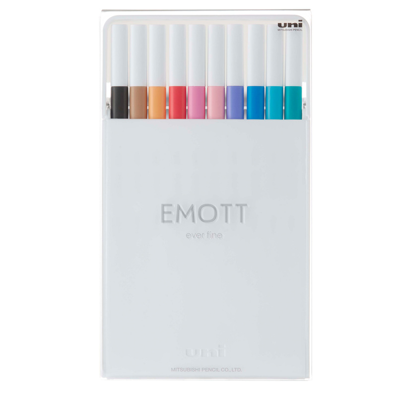 Ast. 10 fineliner EMOTT tratto 0.4mm colori ass. Soft Pastel Uni Mitsubishi