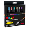Astuccio 8 marcatore Uni Posca PC5M p.media 1,8-2,5mm col.ass. metal UNI