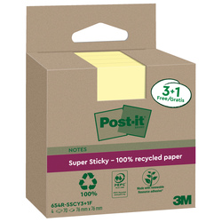 Cf. 3+1pz blocco 70fg Post-itÂ®SuperSticky Green 76x76mm 654R-SSCY3+1 giallo