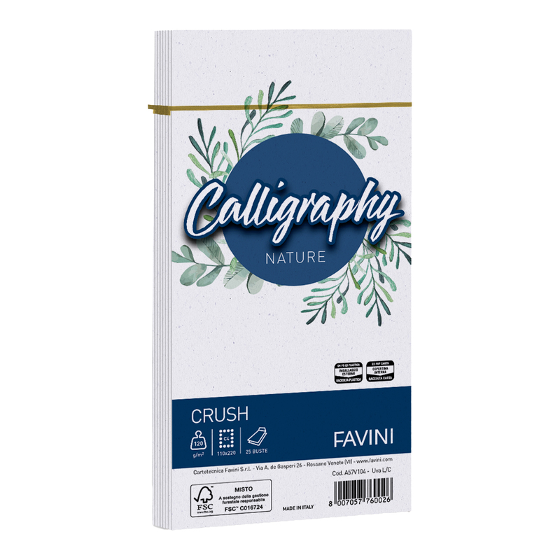 25 buste Calligraphy Nature CRUSH 120gr 110x220mm uva FAVINI