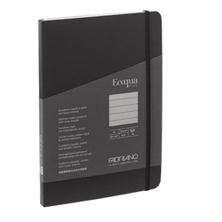 Taccuino c/elastico Ecoqua Plus cucito f.to A5 80 fg. righe nero Fabriano