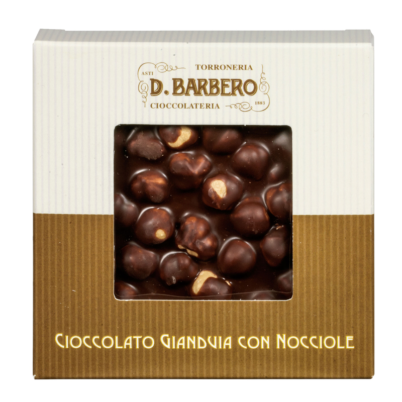 Tavoletta di cioccolato gianduja con nocciole 120gr in astuccio -stagionale