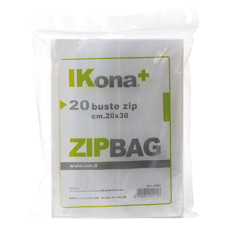 20 SACCHETTI ZIP 10x20cm IN PLASTICA 1800 Ikona+