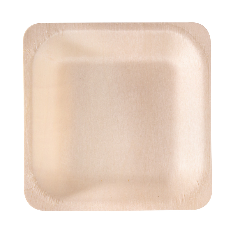 50 Piatti monouso in legno quadrati 14