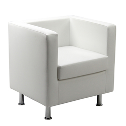 Poltrona in similpelle Pragma PR1 bianco con braccioli inclusi