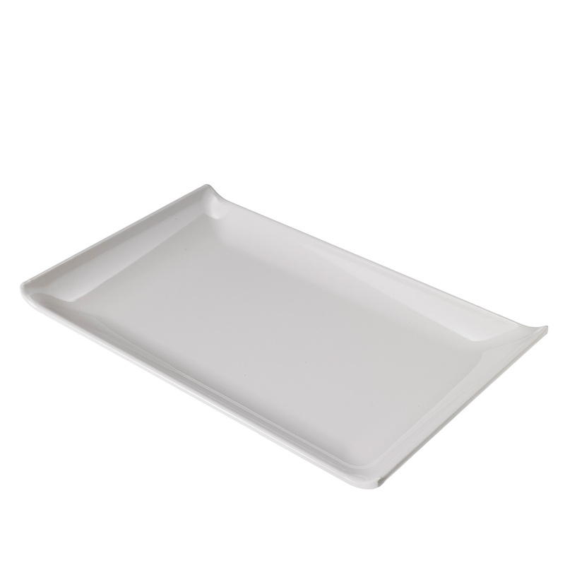 Piatto rettangolare in melamina bianco 23x14x2