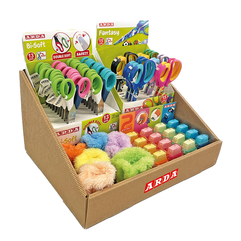 Display 20+20 forbici e 16+6 temperamatite in versioni e colori ass. Arda