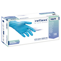 Conf 100 Guanti In Nitrile N69 taglia L azzurri EXTRAstrong Reflexx