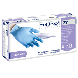 Conf 100 Guanti In Nitrile R77100 taglia S azzurri Reflexx