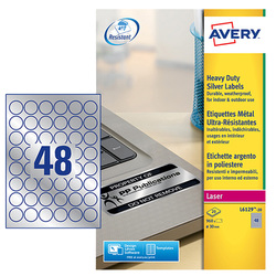 Poliestere adesivo L6129 argento 20fg A4 Ã 30mm(48et/fg) laser Avery