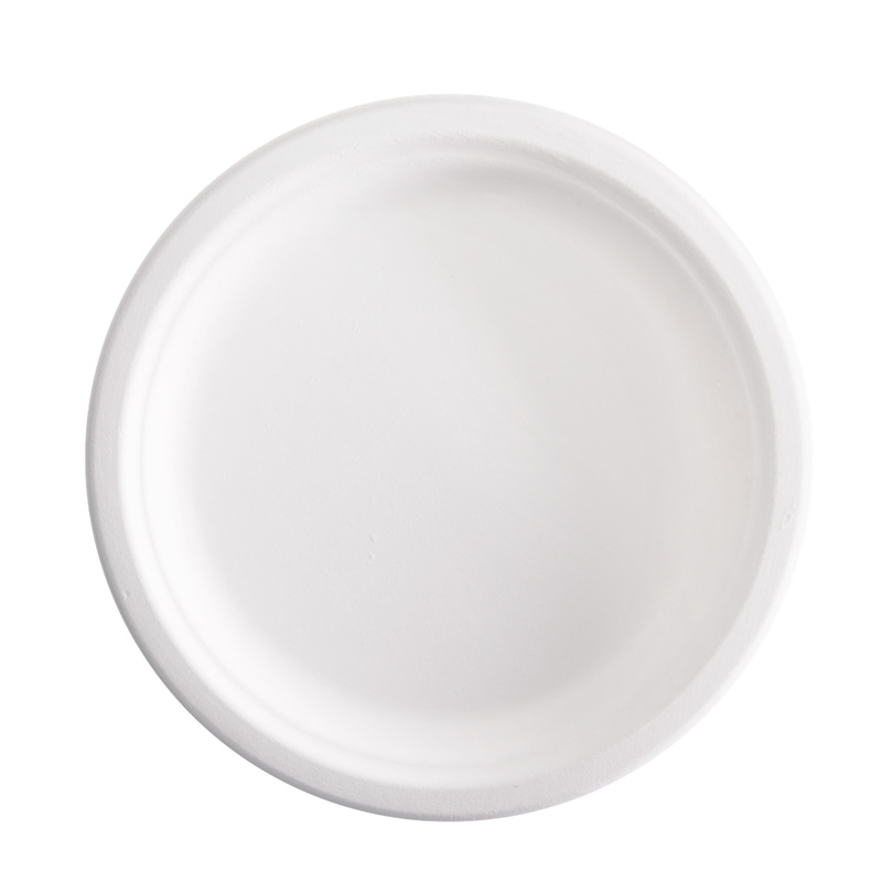 50 Piatti tondi monouso in canna da zucchero D 23cm Signor Bio