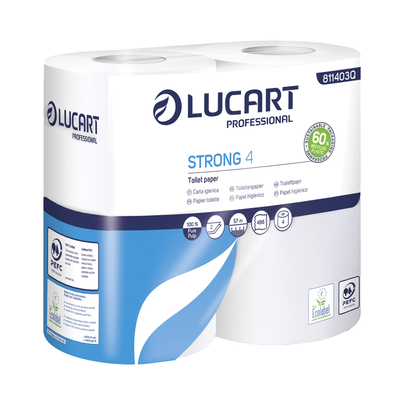 Pacco 4 rotoli Carta Igienica 496 strappi Strong 4 Lucart