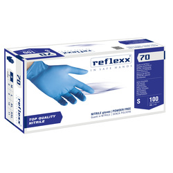 Conf 100 Guanti In Nitrile R70 tg S Senza Polvere azzurro Reflexx