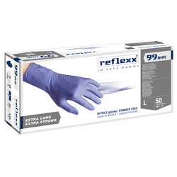Conf 50 Guanti In Nitrile R99 tg L ultra resist manichetta lunga indaco Reflexx