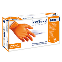 Conf 50 Guanti In Nitrile N85 arancione tg L ultra resistenti Reflexx