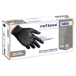 Conf 50 Guanti In Nitrile N85B nero tg XXL ultra resistenti Reflexx