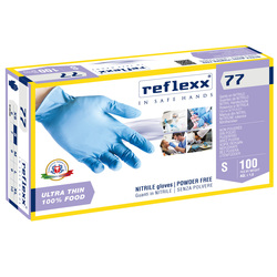 Conf 100 Guanti In Nitrile R77100 taglia S azzurri Reflexx