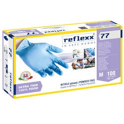Conf 100 Guanti In Nitrile R77100 taglia M azzurri Reflexx