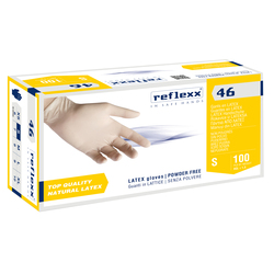 Conf 100 Guanti In lattice s/polvere R46 taglia S bianchi Reflexx